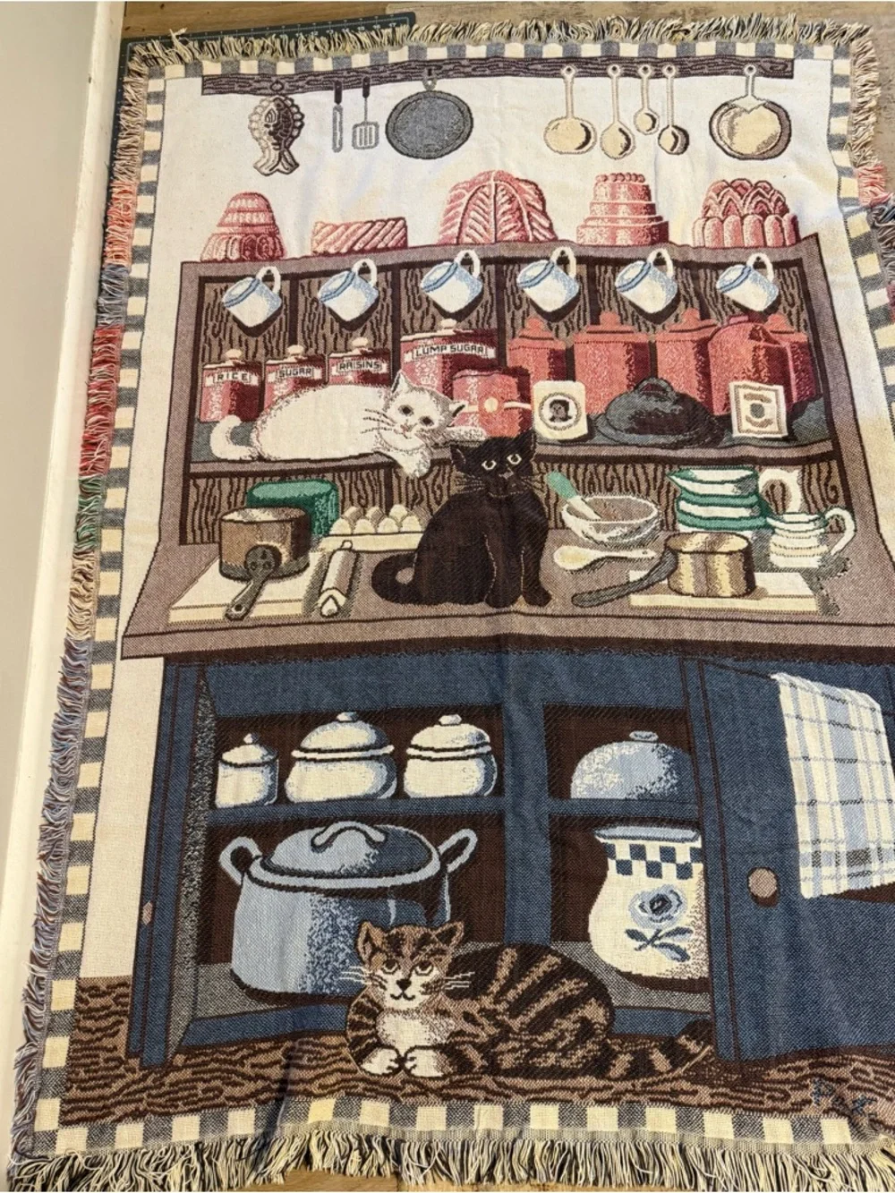 Vintage Cat's All over My Kitchen Tapestry Cupboard Wall Hanging/throw